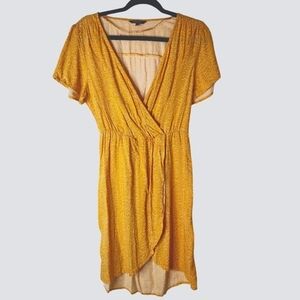 MARIGOLD YELLOW & WHITE MINI BOHO DRESS SIZE XS
